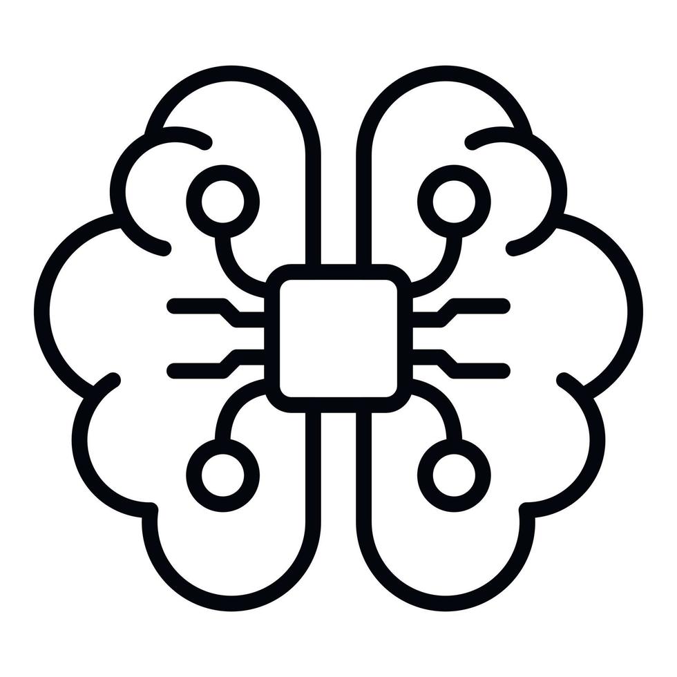 Ai brain icon, outline style vector