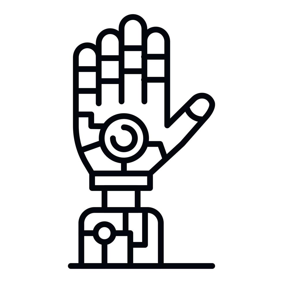 icono de mano humanoide, estilo de esquema vector