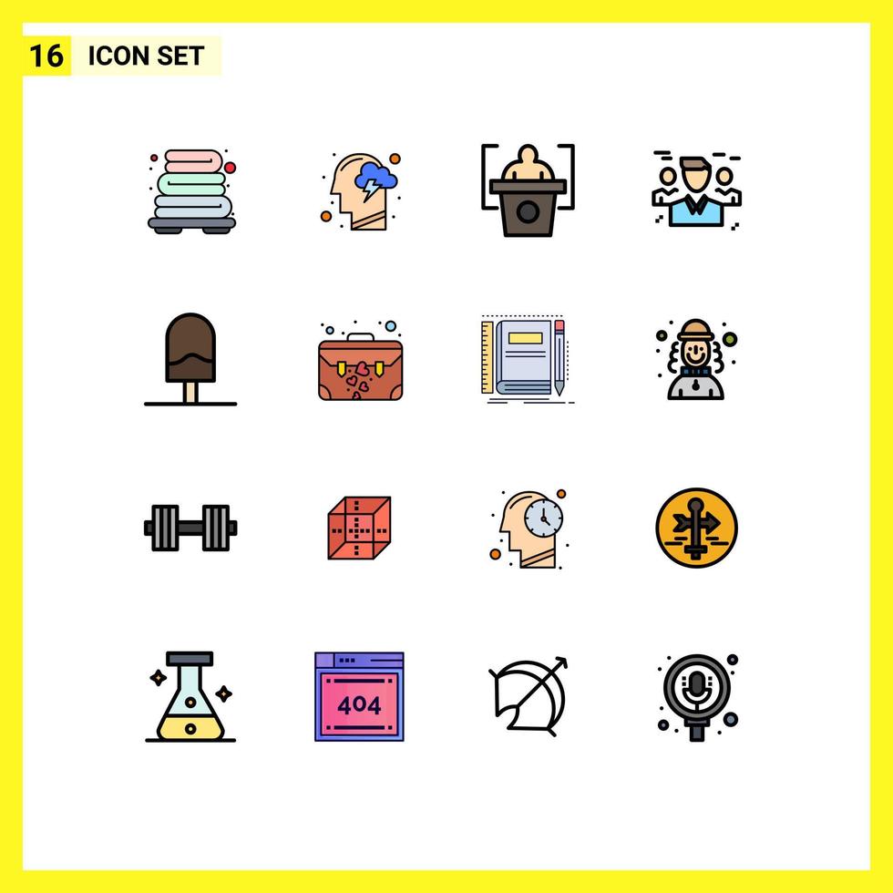 conjunto de 16 iconos de ui modernos símbolos signos para protección hecha educación personas amigos elementos de diseño de vectores creativos editables