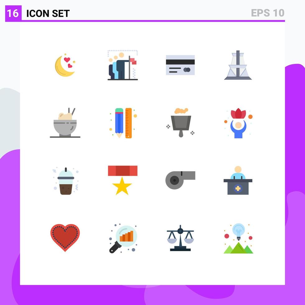 Mobile Interface Flat Color Set of 16 Pictograms of chinese transmission position energy credit card Editable Pack of Creative Vector Design Elements