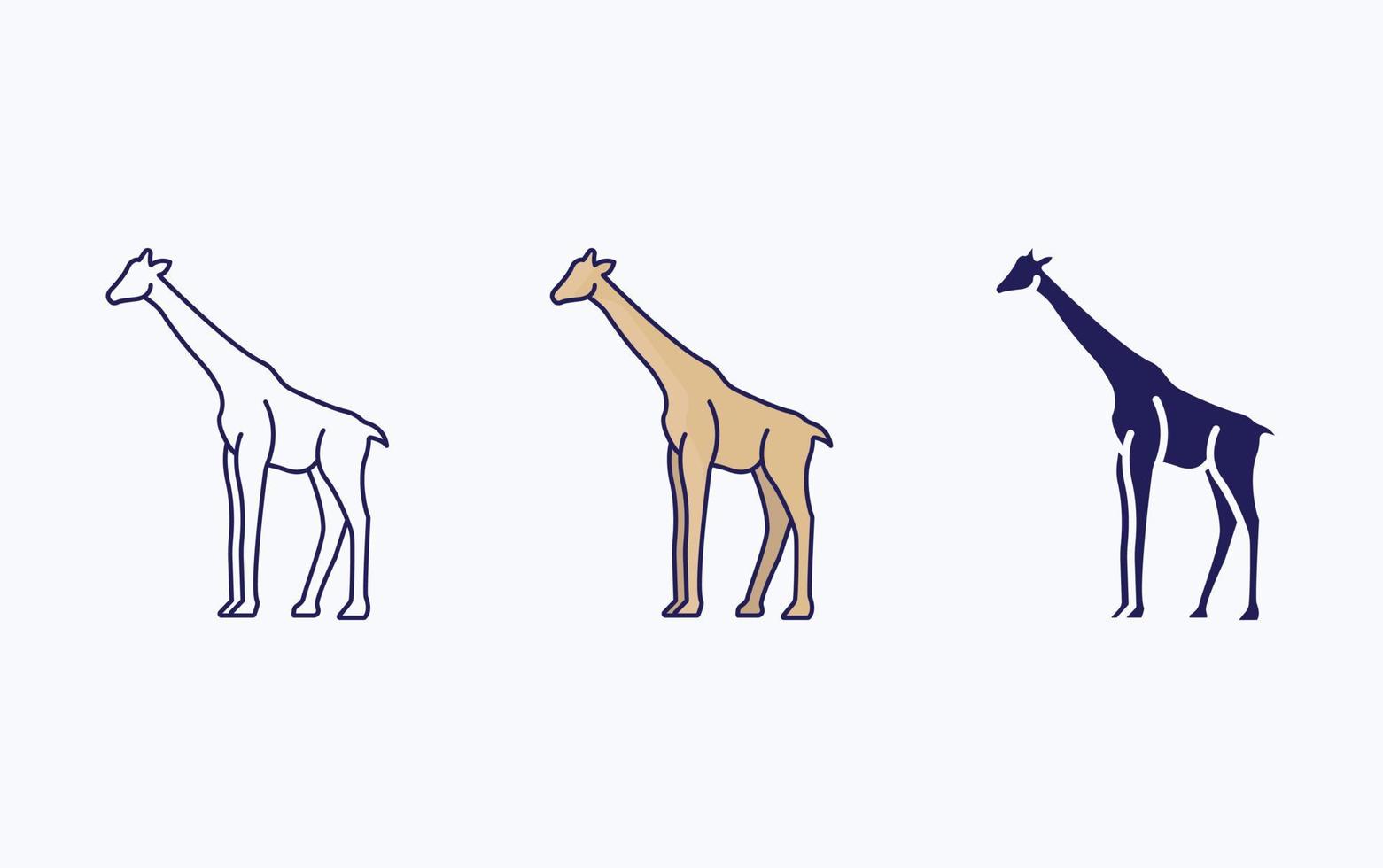 Giraffe line and glyph icon, vector illustration