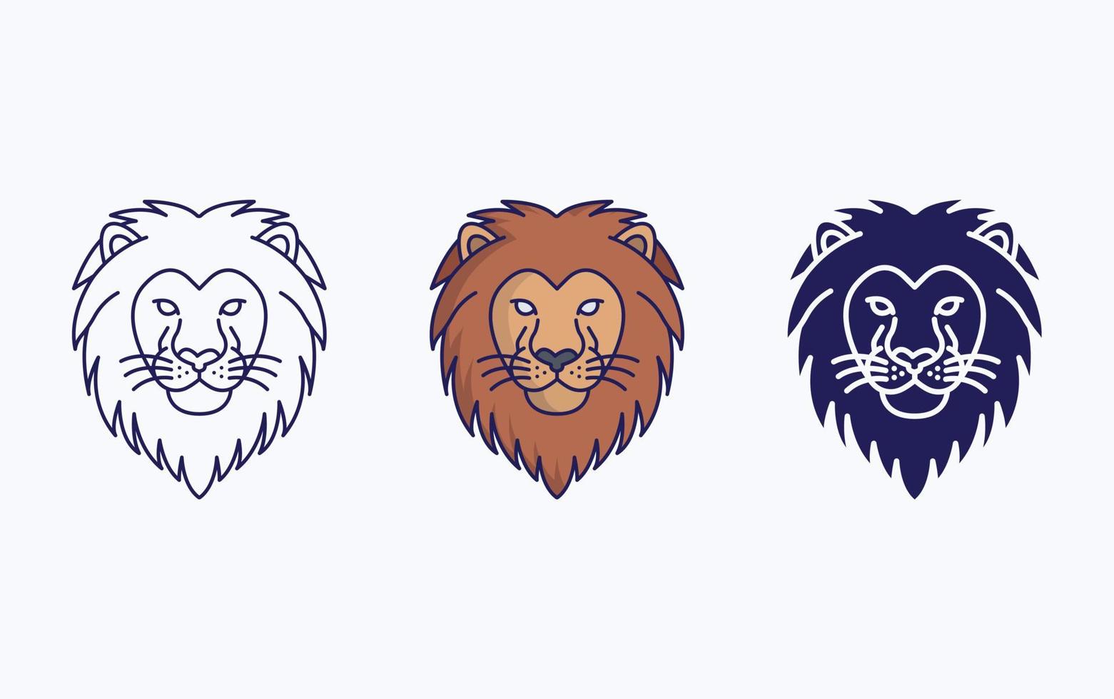 Lion face line and glyph icon, vector illustration