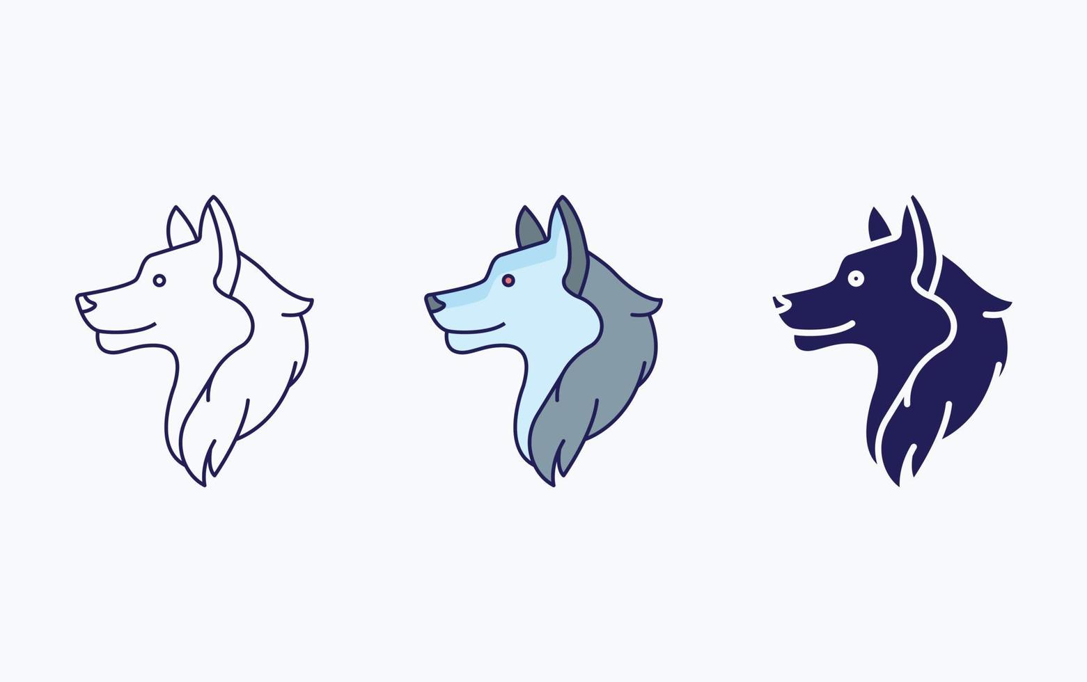 icono de línea y glifo de lobo, ilustración vectorial vector