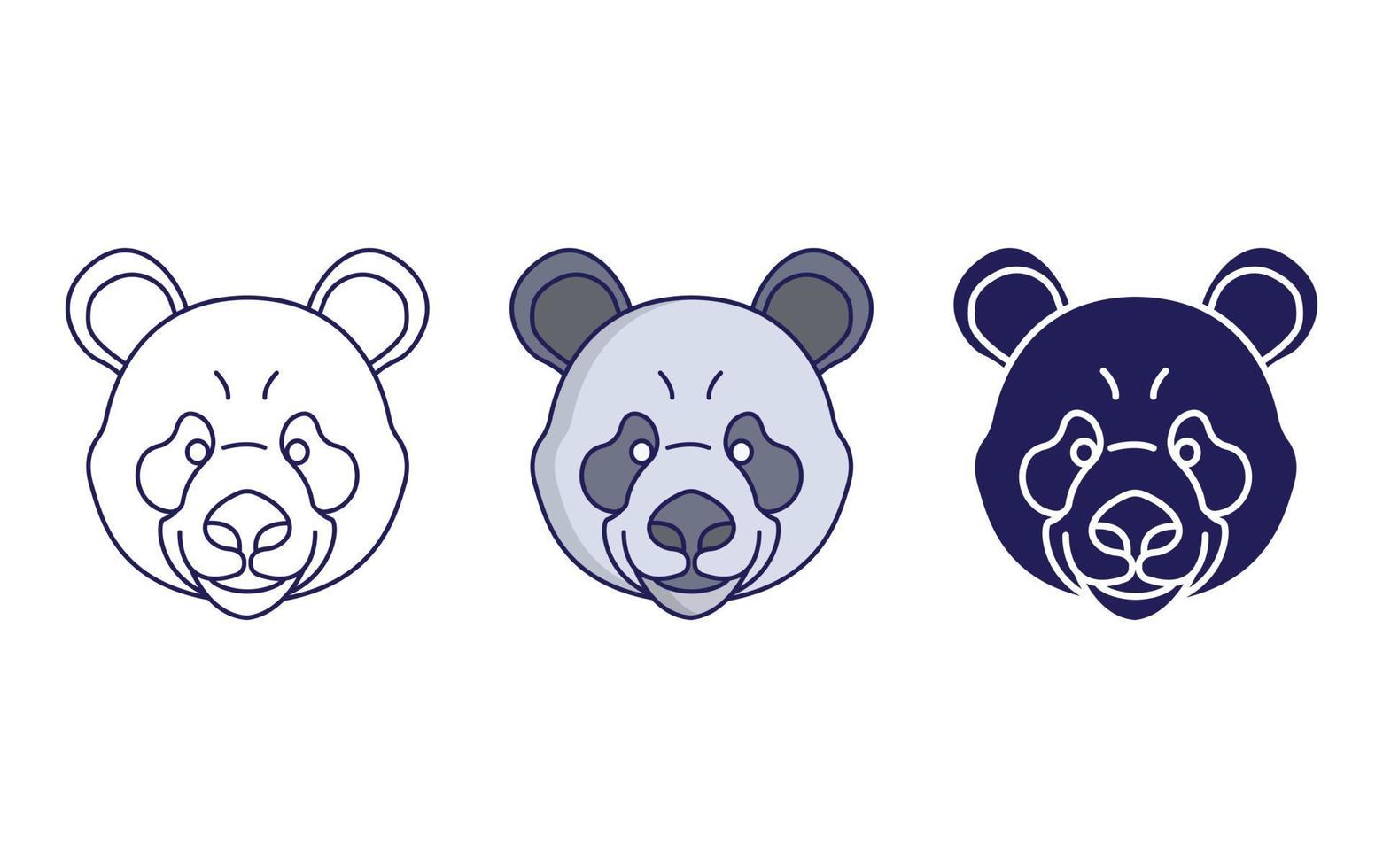 Panda face line and glyph icon, vector illustration