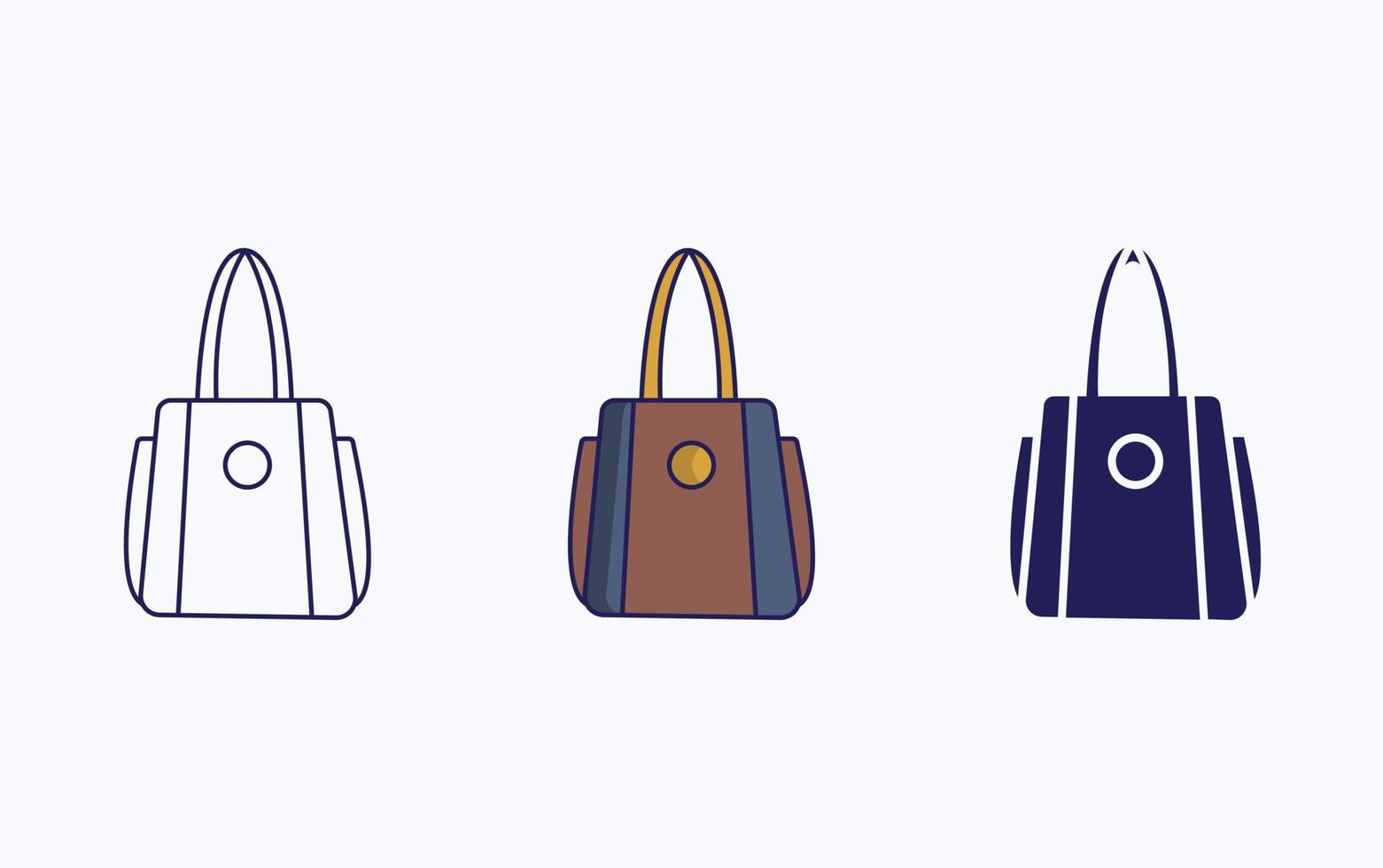 línea de bolsa de tocador e icono de glifo, ilustración de vector de bolso de mujer