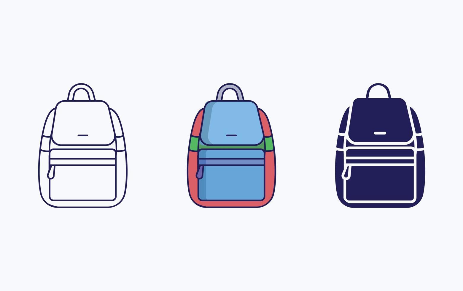 Backpack line and glyph icon, vector illustration