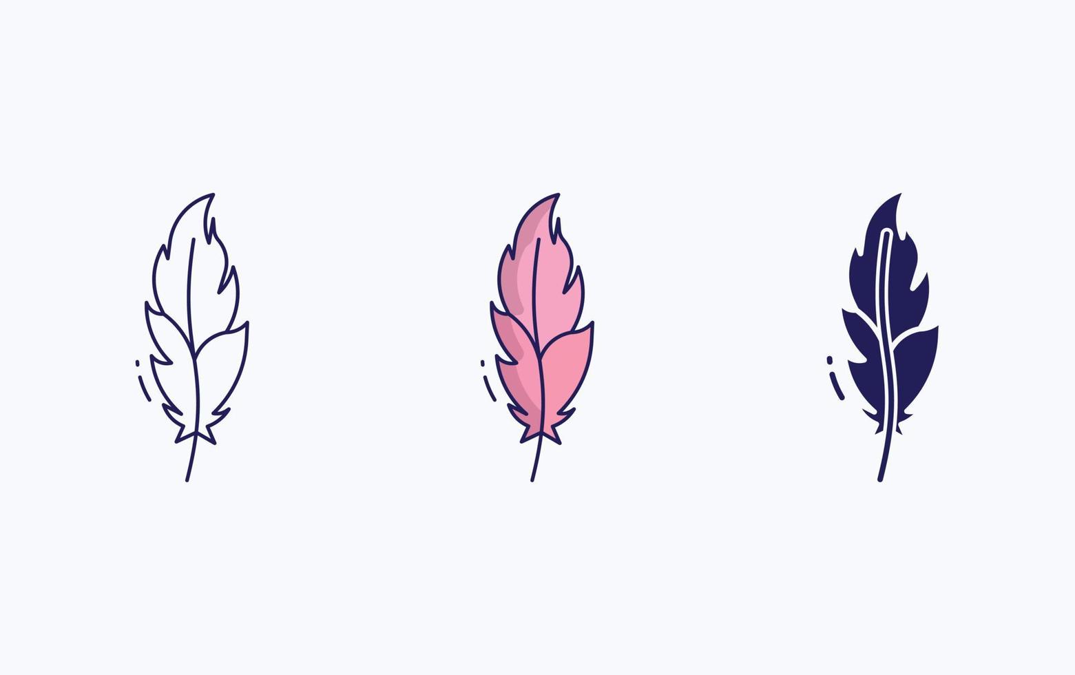 Feather line and glyph icon, vector illustration