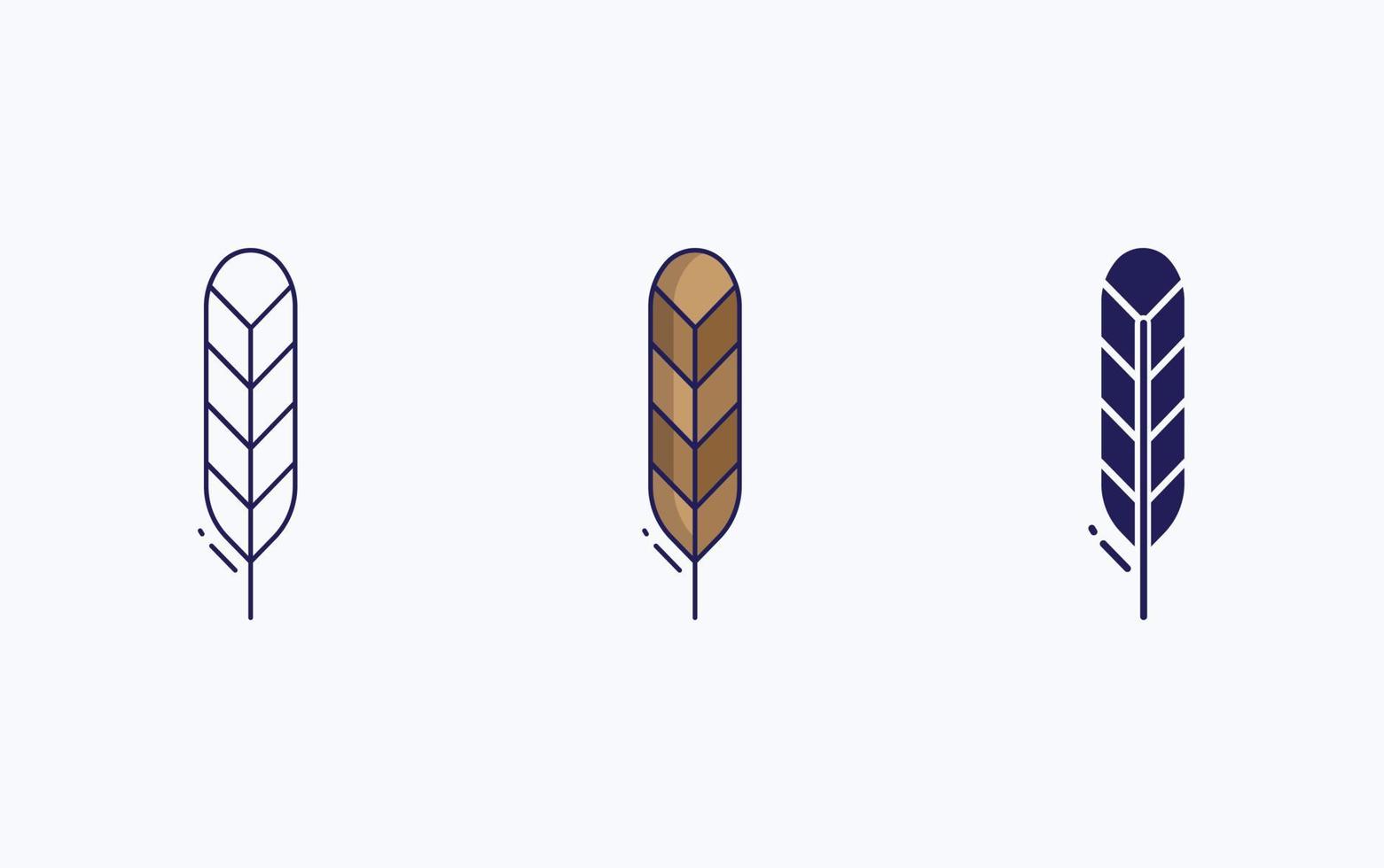 Feather line and glyph icon, vector illustration