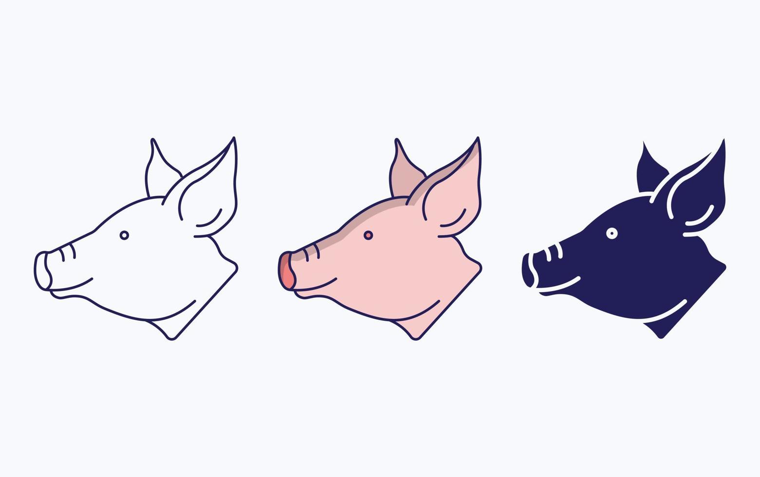 Pig line and glyph icon, vector illustration