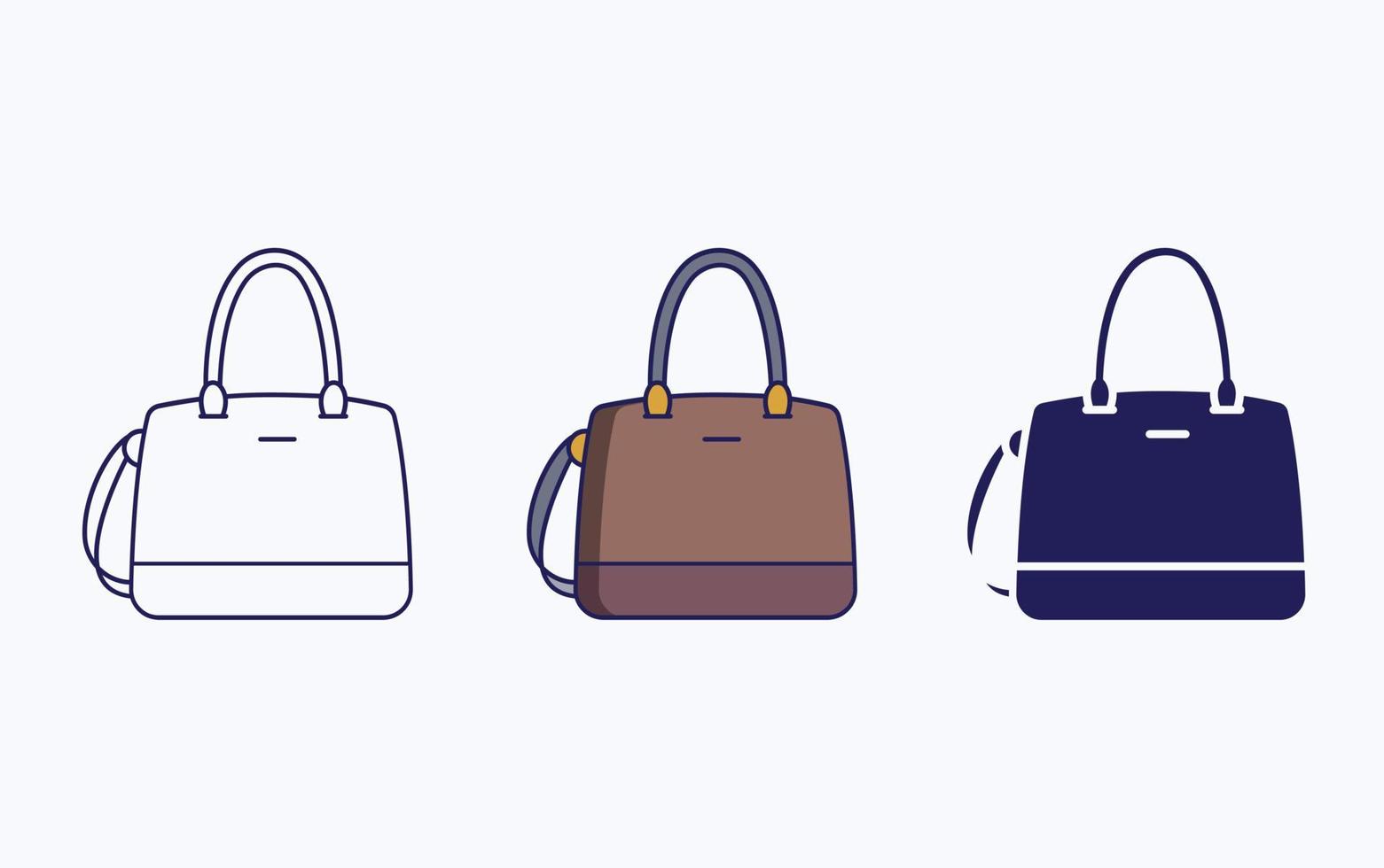 línea de bolsa de tocador e icono de glifo, ilustración de vector de bolso de mujer