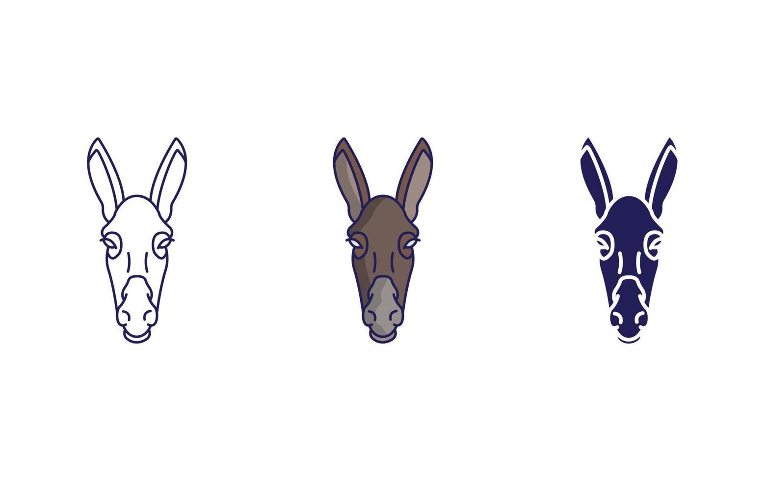Donkey face line and glyph icon, vector illustration