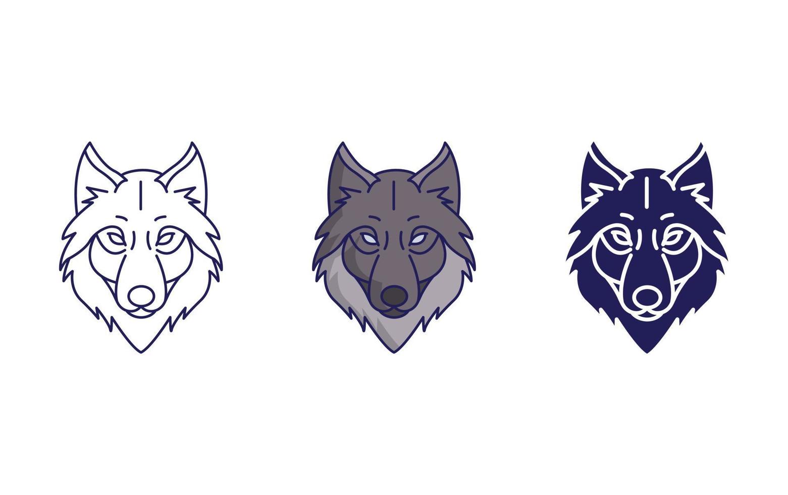 Wolf face line and glyph icon, vector illustration