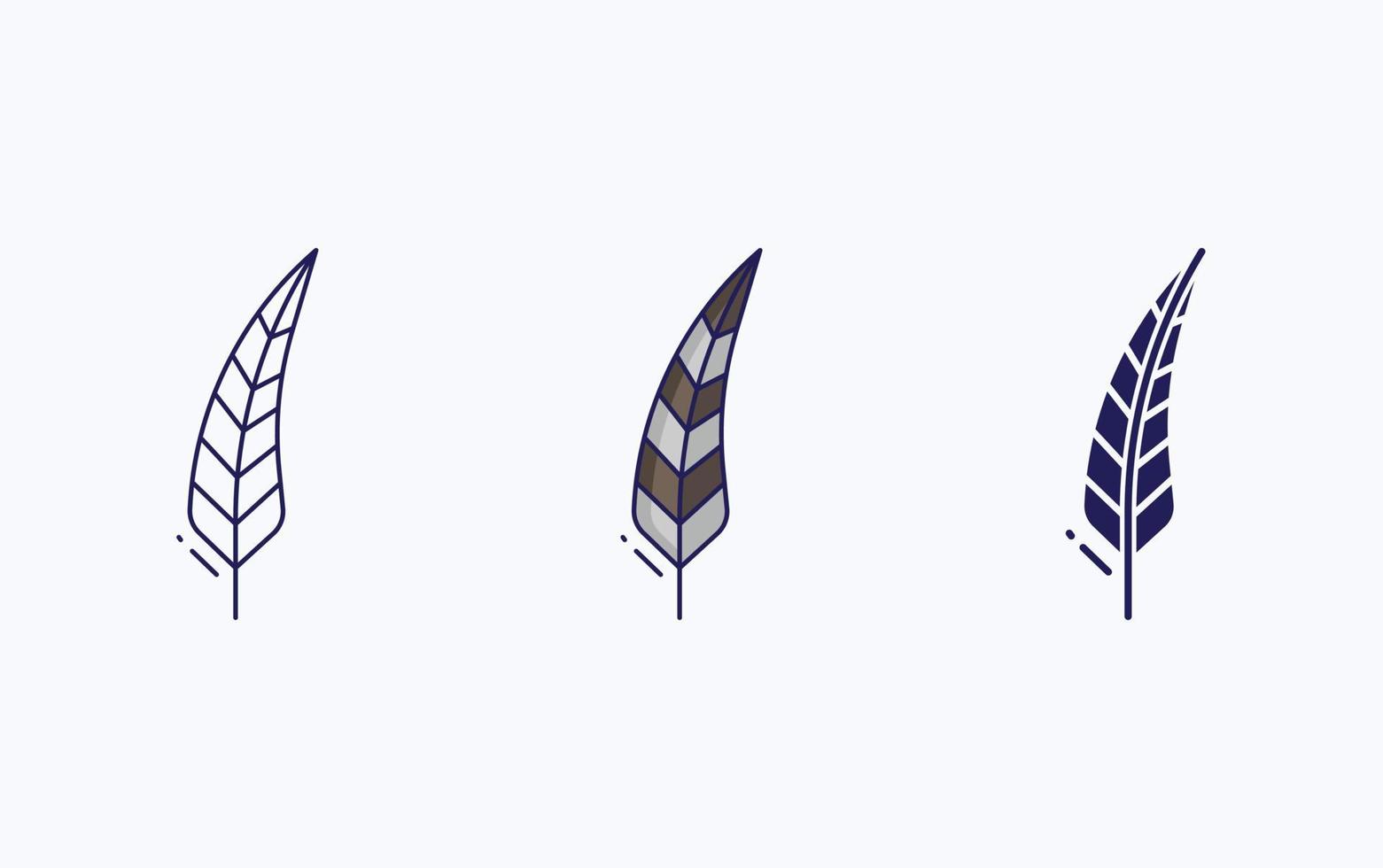 Feather line and glyph icon, vector illustration