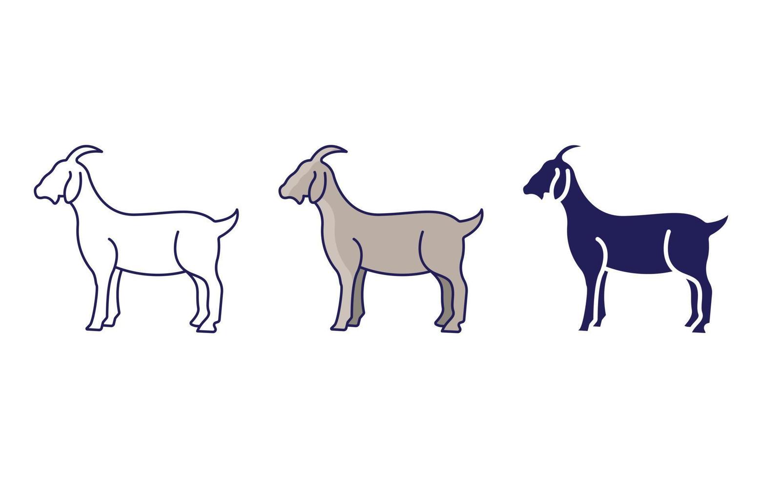 Goat line and glyph icon, vector illustration