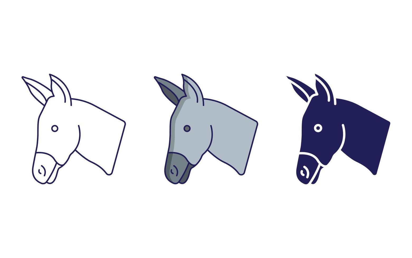 Donkey line and glyph icon, vector illustration