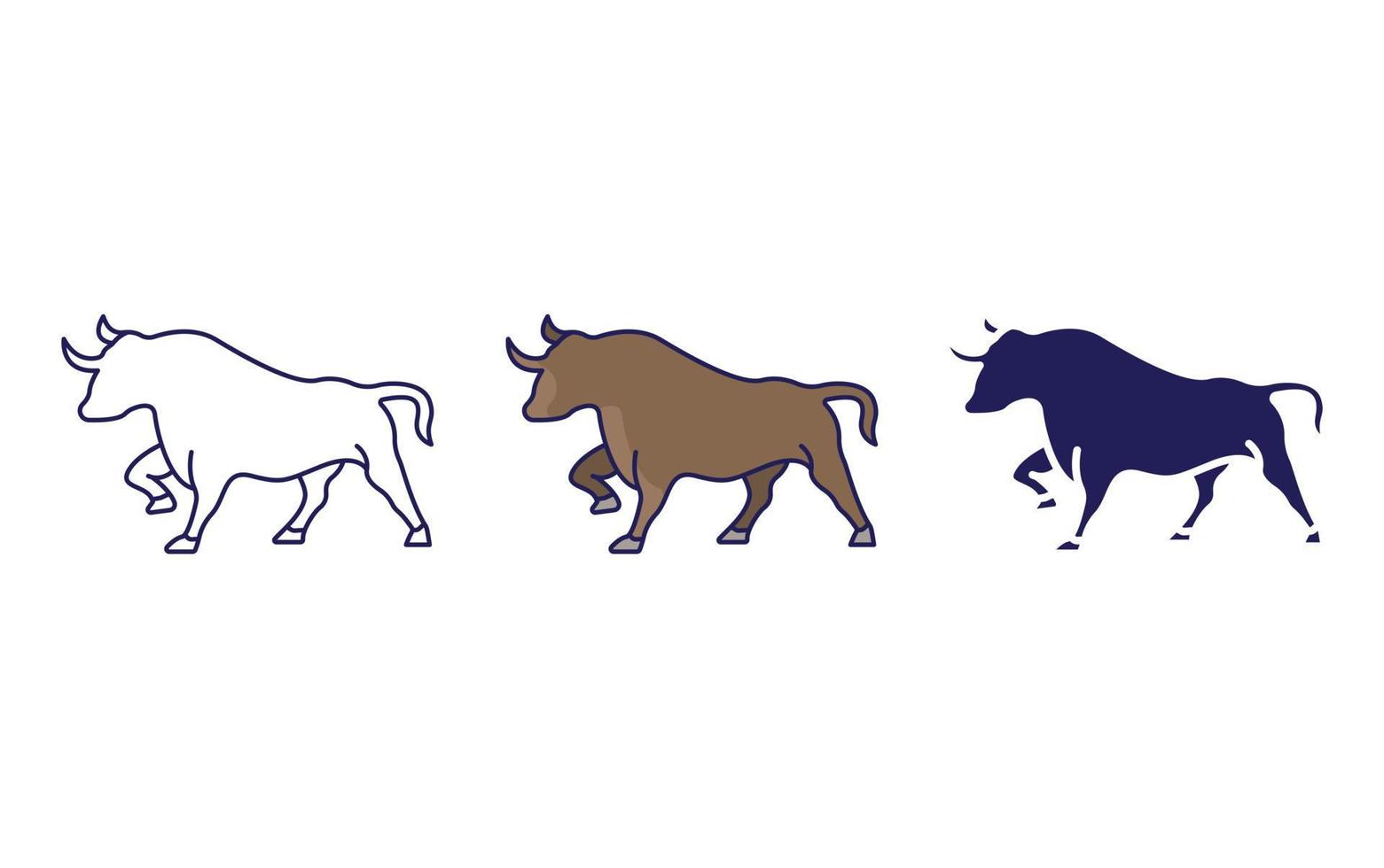 Bull line and glyph icon, vector illustration