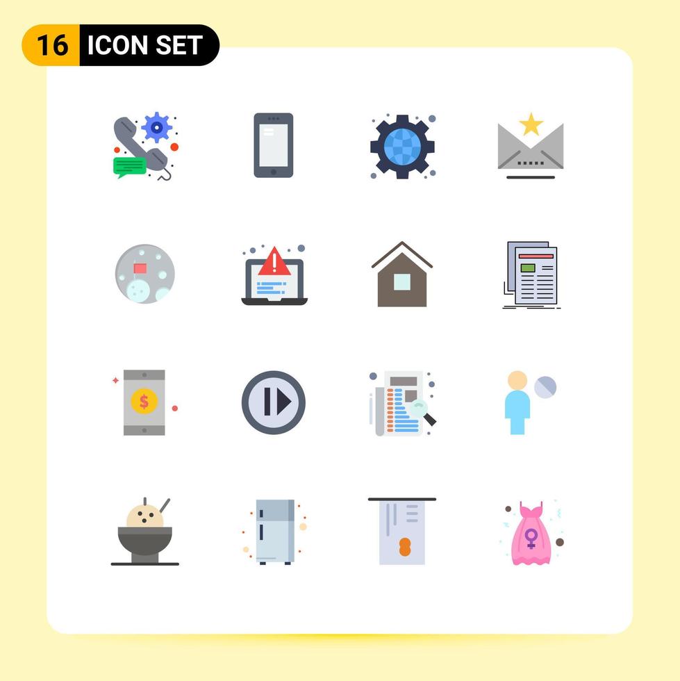 paquete de 16 colores planos creativos del paquete editable web de correo electrónico favorito de huawei de elementos creativos de diseño de vectores