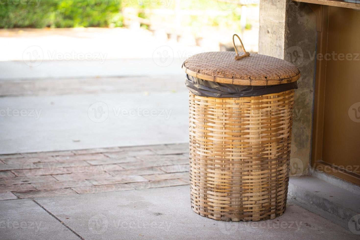 Bamboo basket bin photo