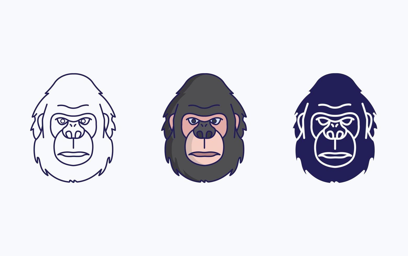 Gorilla face line and glyph icon, vector illustration