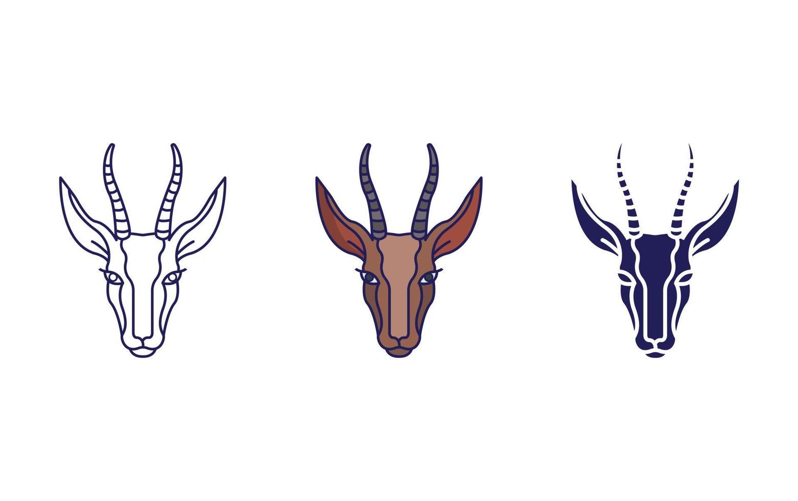 Gazelle face line and glyph icon, vector illustration