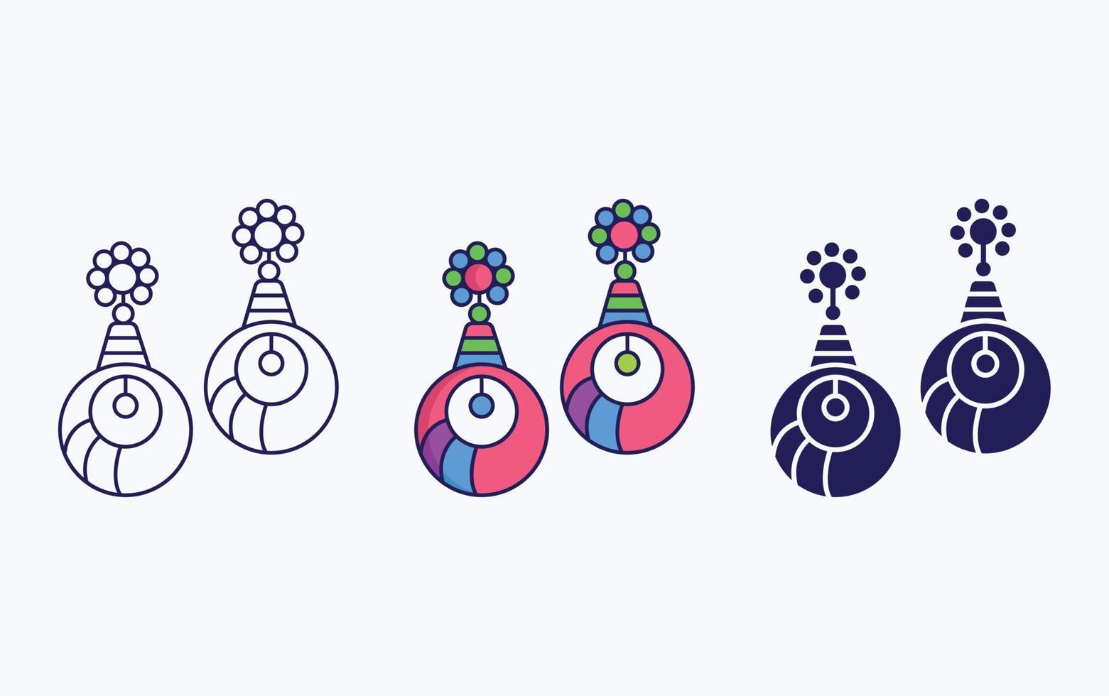 Earring line and glyph icon, vector illustration
