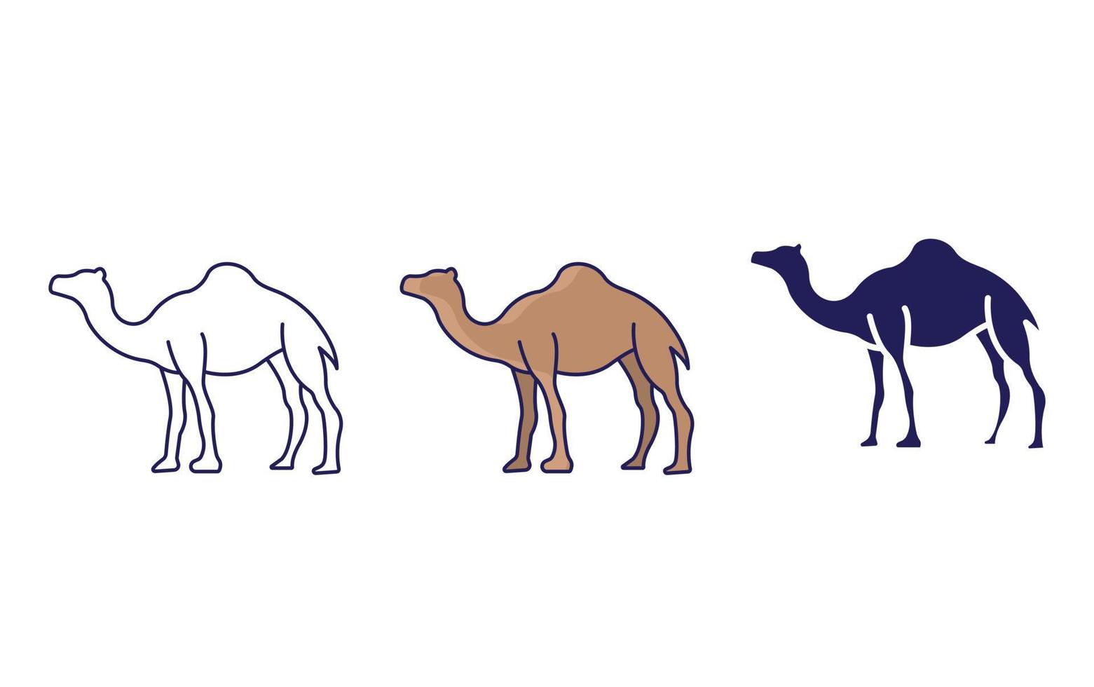 Camel line and glyph icon, vector illustration