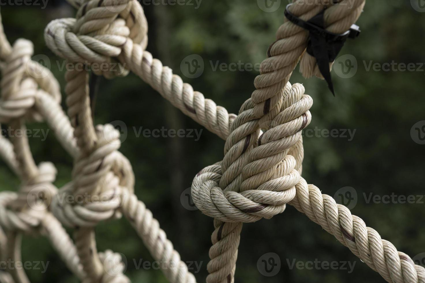rope braided with a rope net on texture background photo