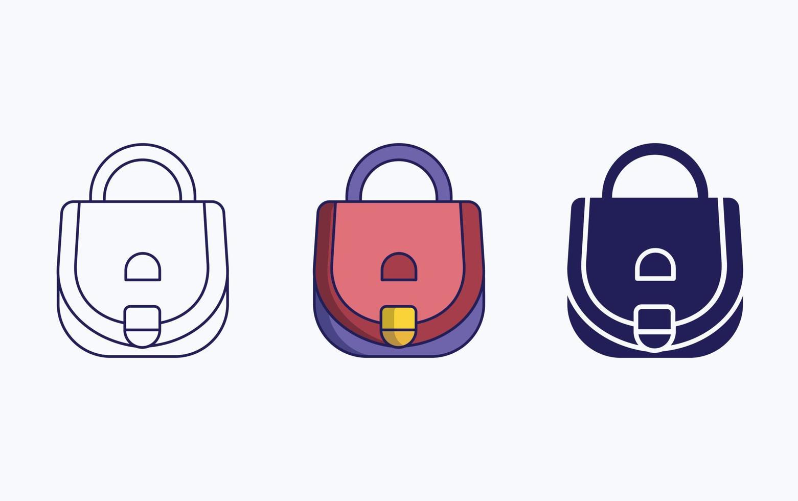 línea de bolsa de tocador e icono de glifo, ilustración de vector de bolso de mujer