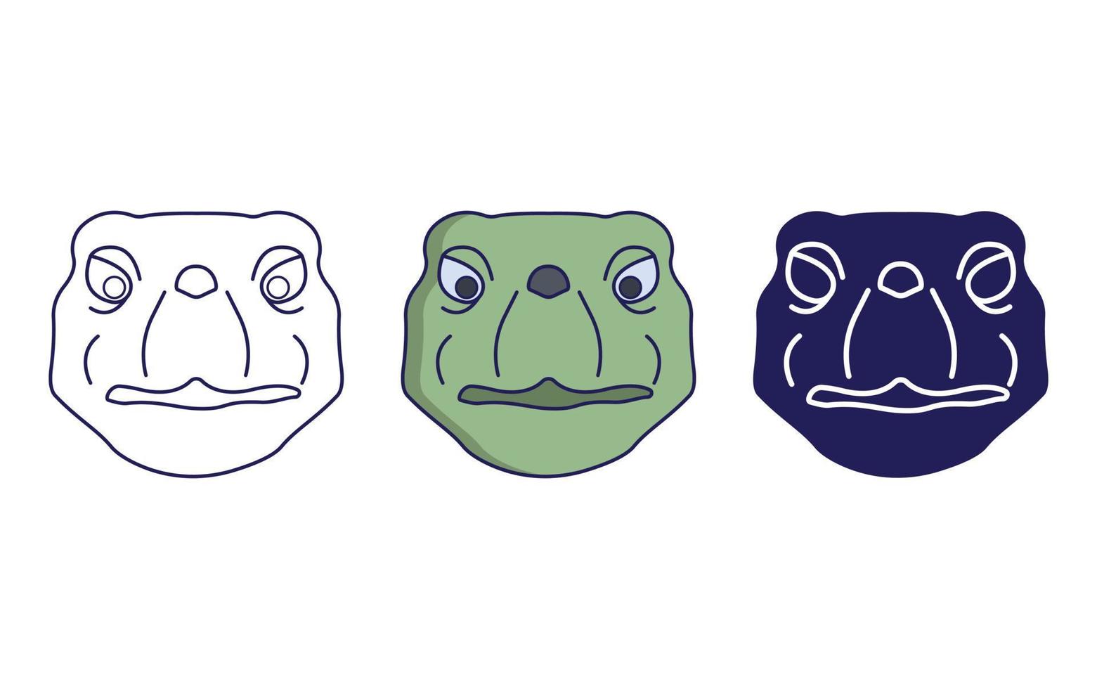 línea de cara de tortuga e icono de glifo, ilustración vectorial vector