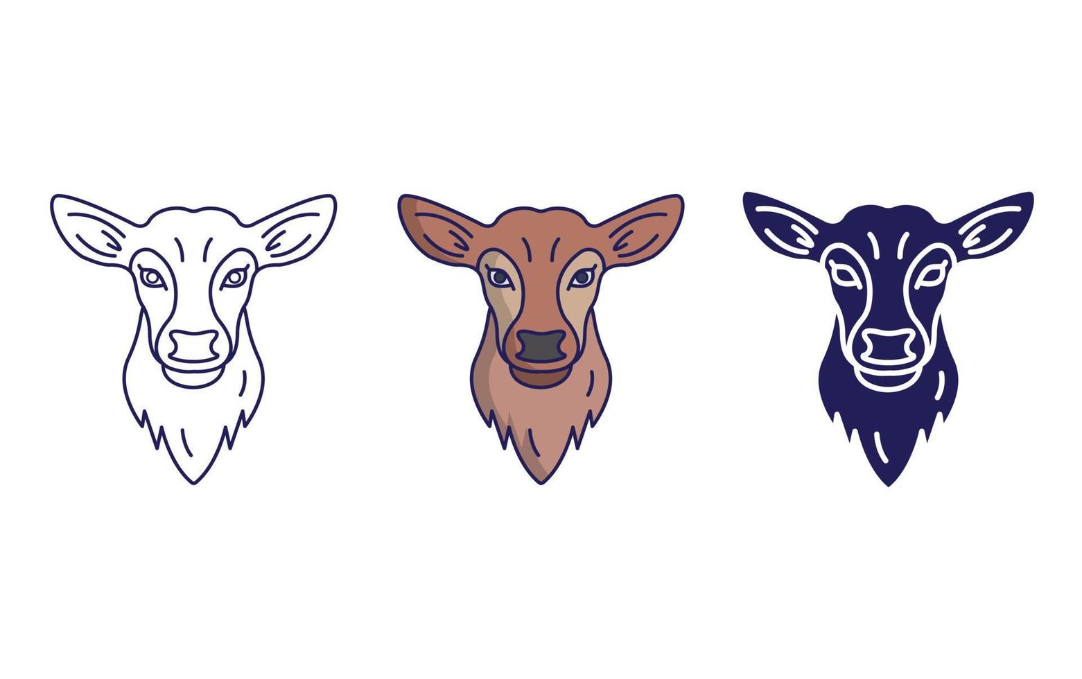 Fawn face line and glyph icon, vector illustration