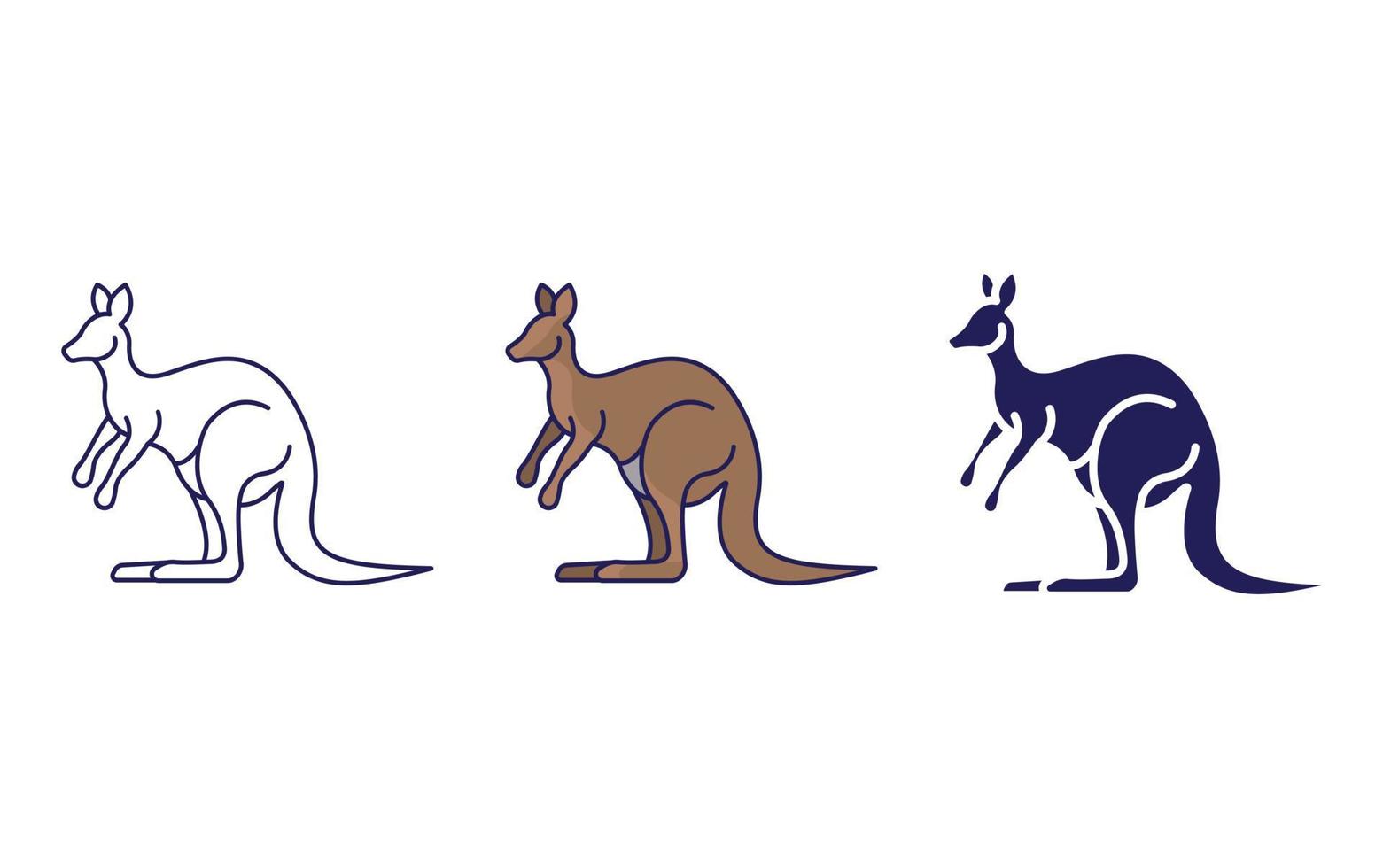 Kangaroo line and glyph icon, vector illustration