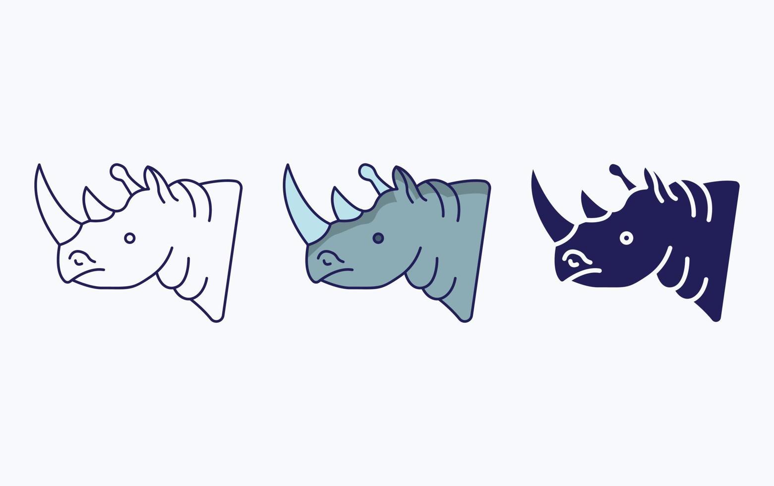 Rhinoceros line and glyph icon, vector illustration