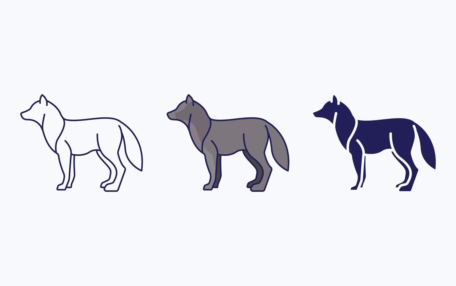 icono de línea y glifo de lobo, ilustración vectorial vector
