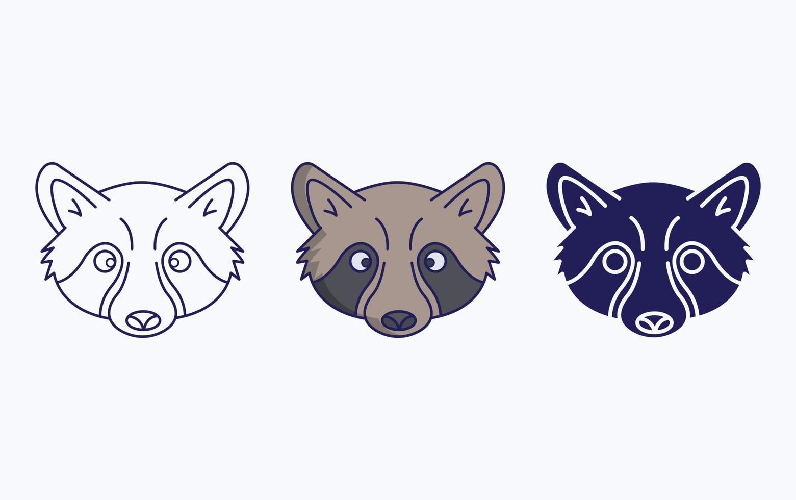 Raccoon face line and glyph icon, vector illustration
