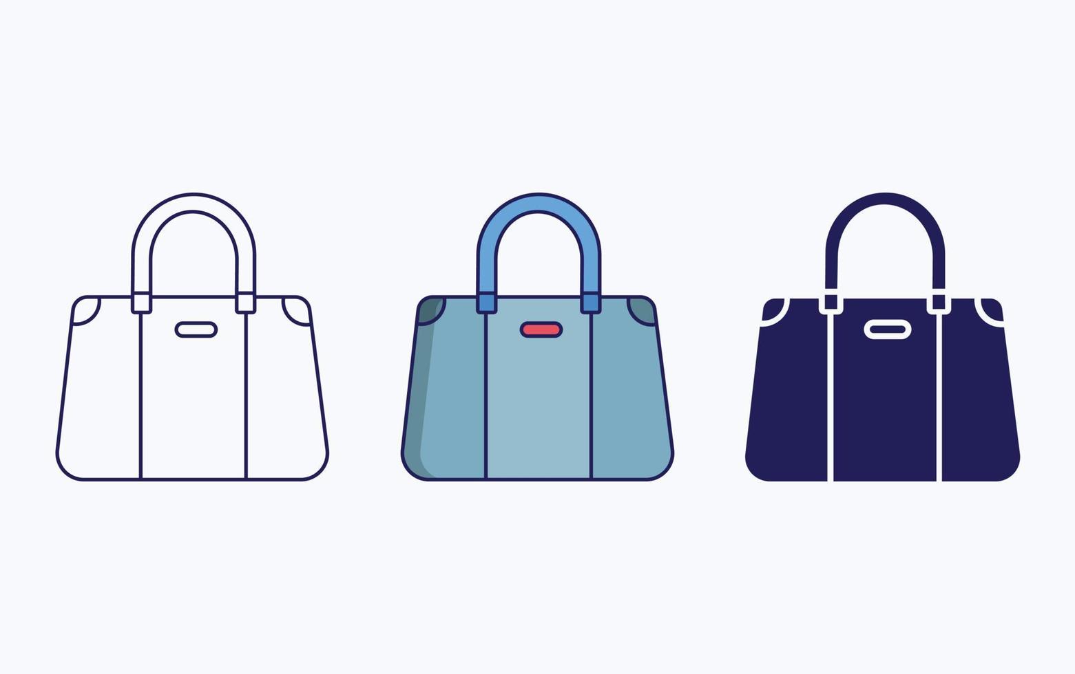 línea de bolsa de tocador e icono de glifo, ilustración de vector de bolso de mujer