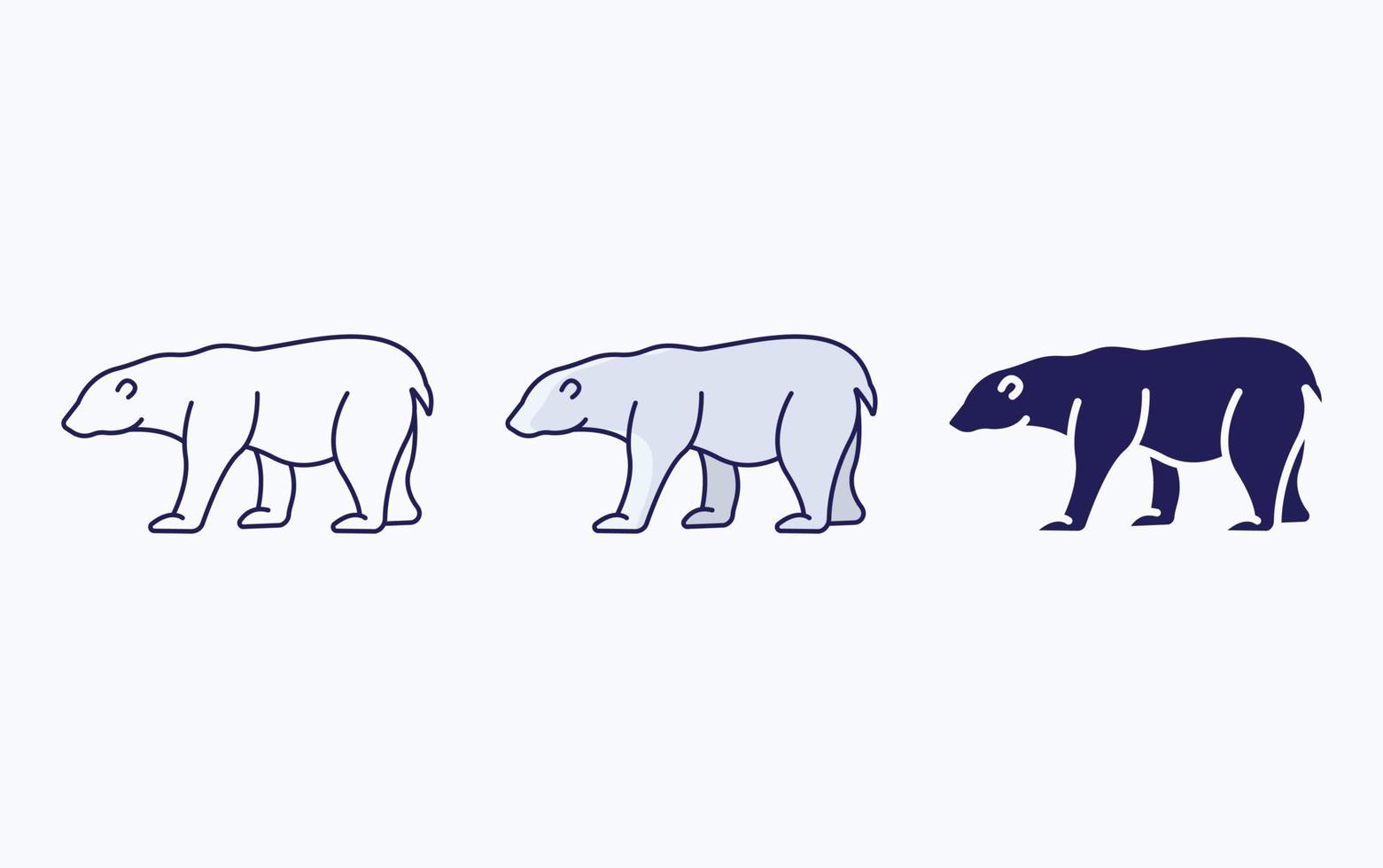 Polar bear line and glyph icon, vector illustration