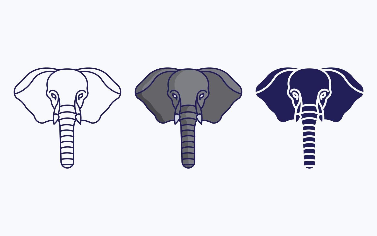 línea de cara de elefante e icono de glifo, ilustración vectorial vector