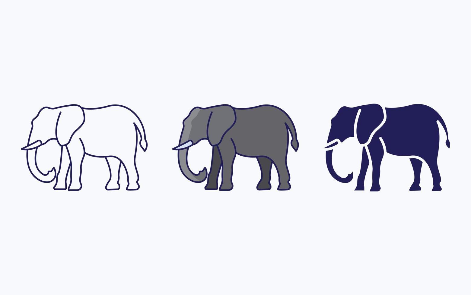 elefante, línea, y, glyph, icono, vector, ilustración vector