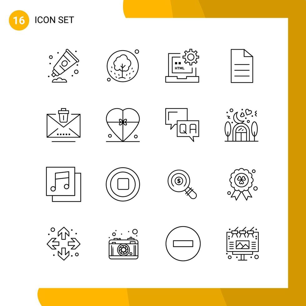 16 Icon Set Line Style Icon Pack Outline Symbols isolated on White Backgound for Responsive Website Designing vector