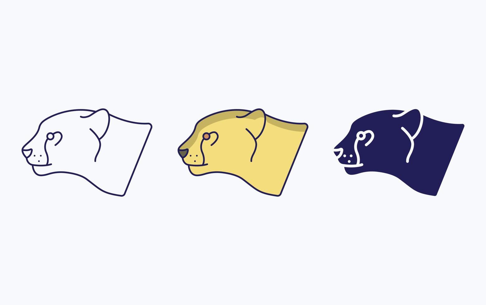 Jaguar line and glyph icon, vector illustration