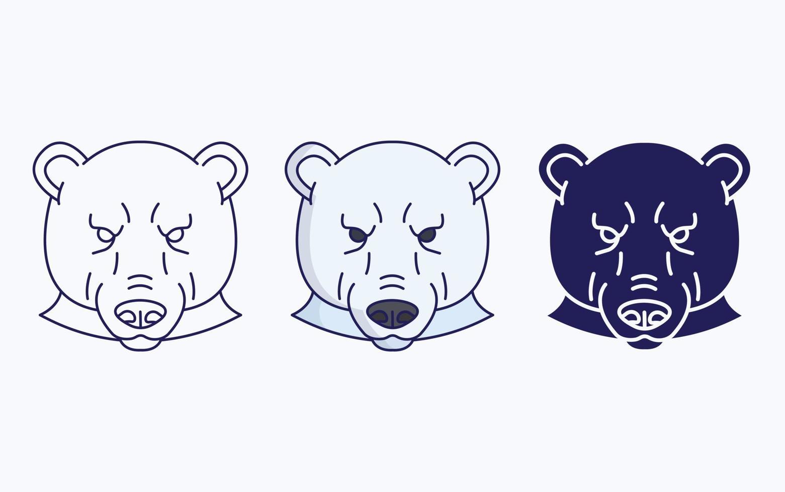 línea de cara de oso polar e icono de glifo, ilustración vectorial vector