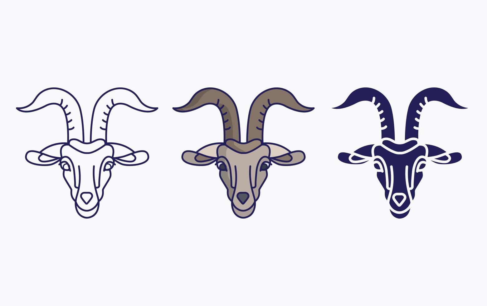Goat face line and glyph icon, vector illustration