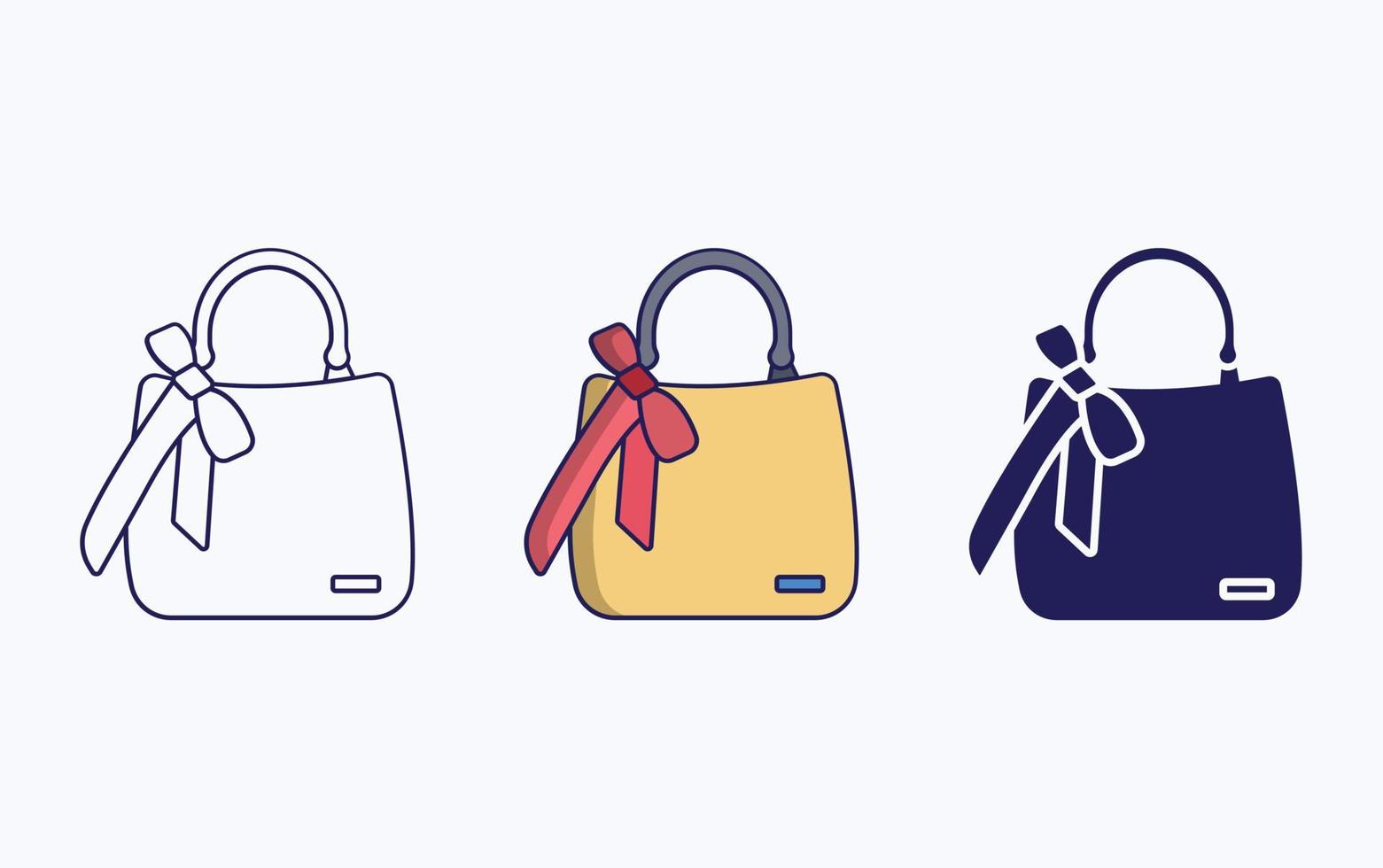 línea de bolsa de tocador e icono de glifo, ilustración de vector de bolso de mujer