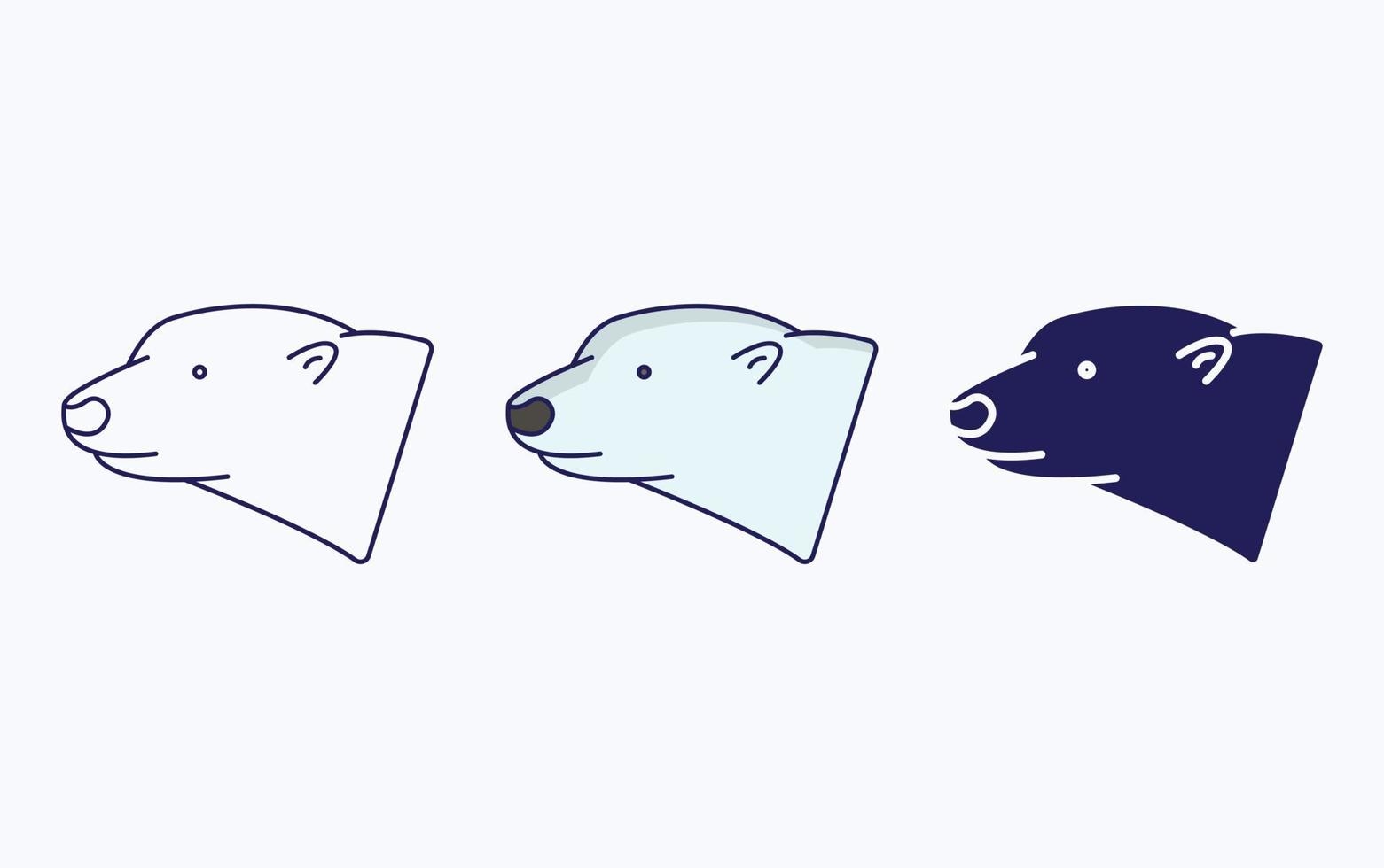 Polar bear line and glyph icon, vector illustration