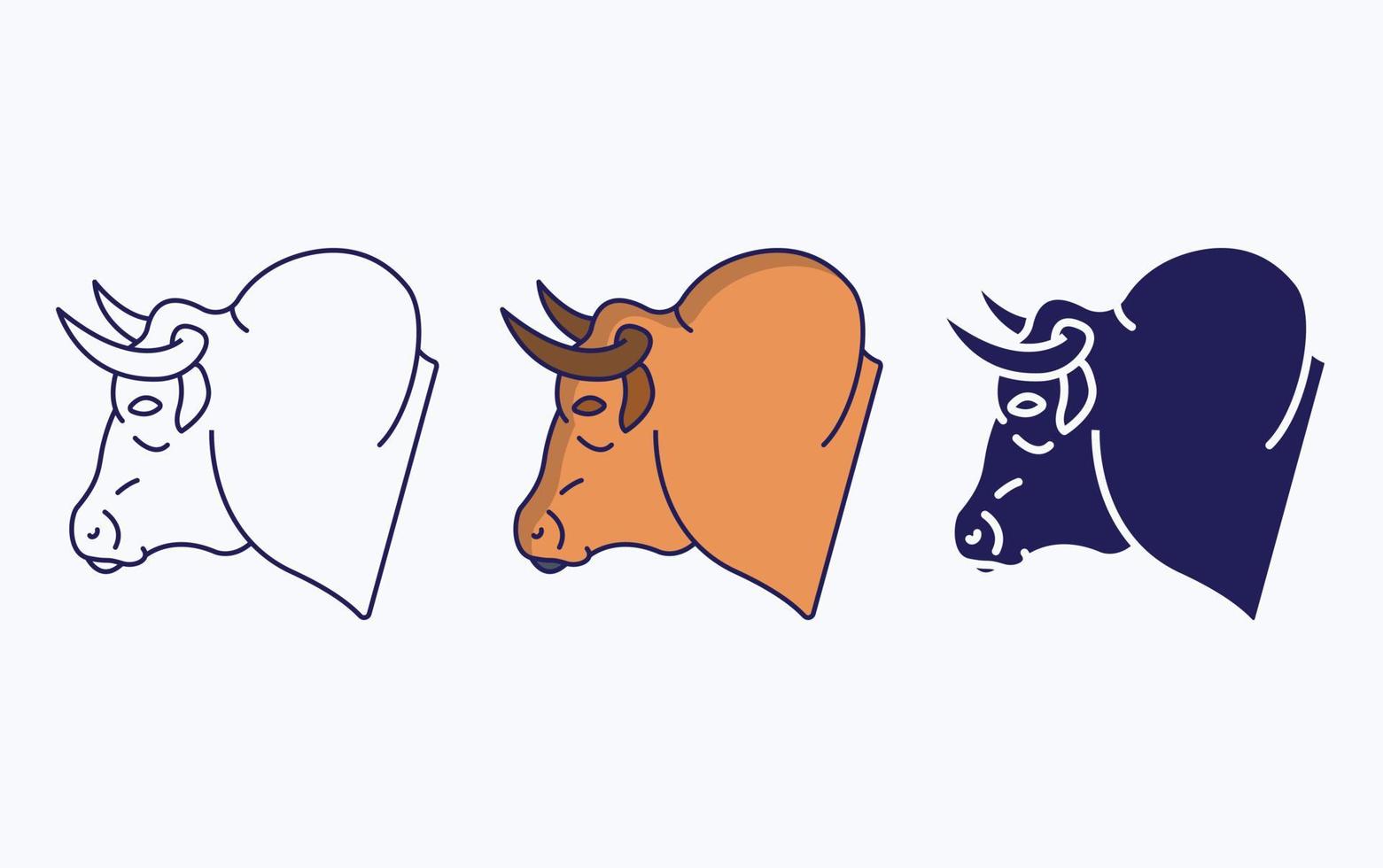 icono de línea y glifo de toro, ilustración vectorial vector