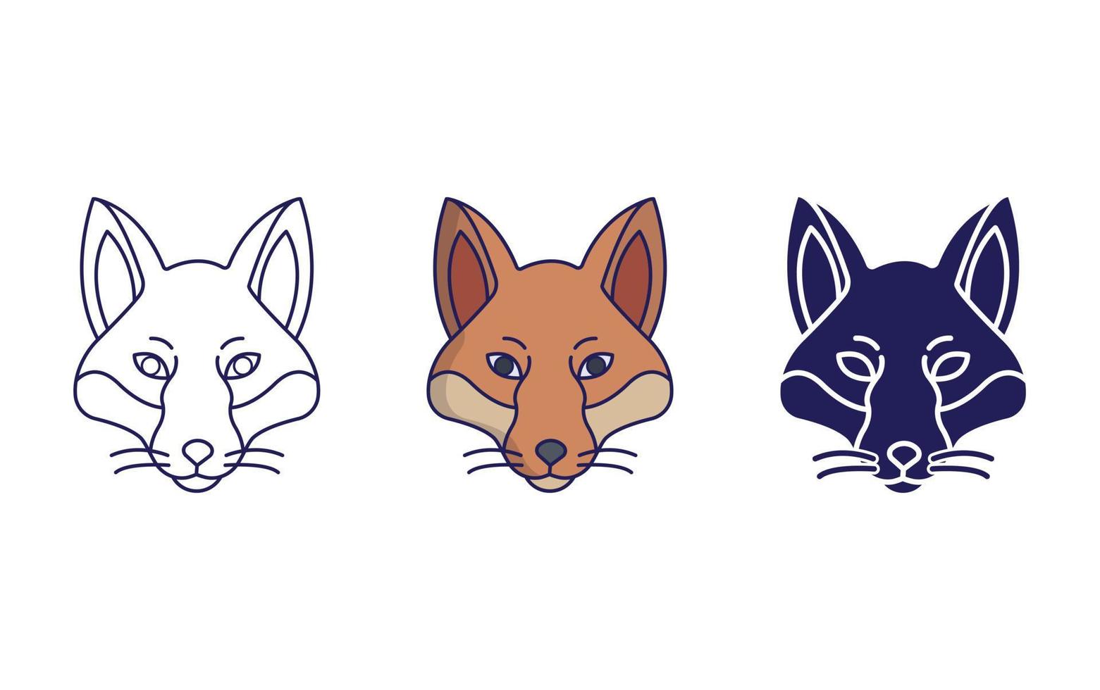 Fox face line and glyph icon, vector illustration