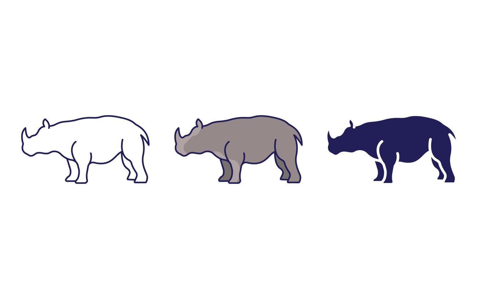 Rhinoceros line and glyph icon, vector illustration