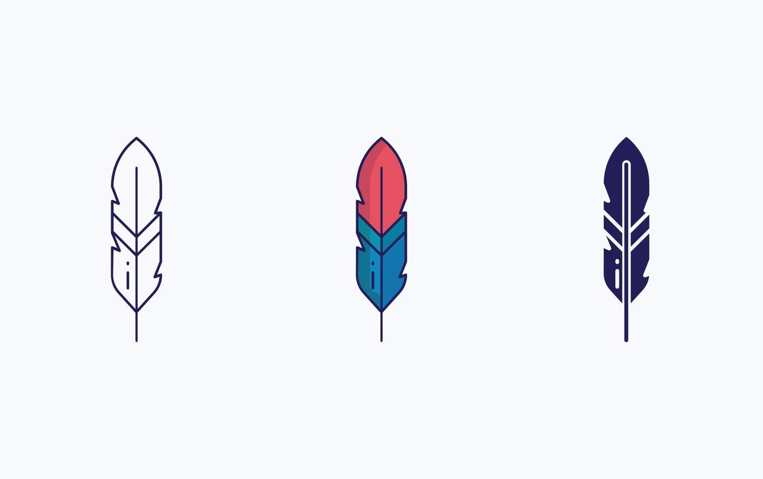 Feather line and glyph icon, vector illustration