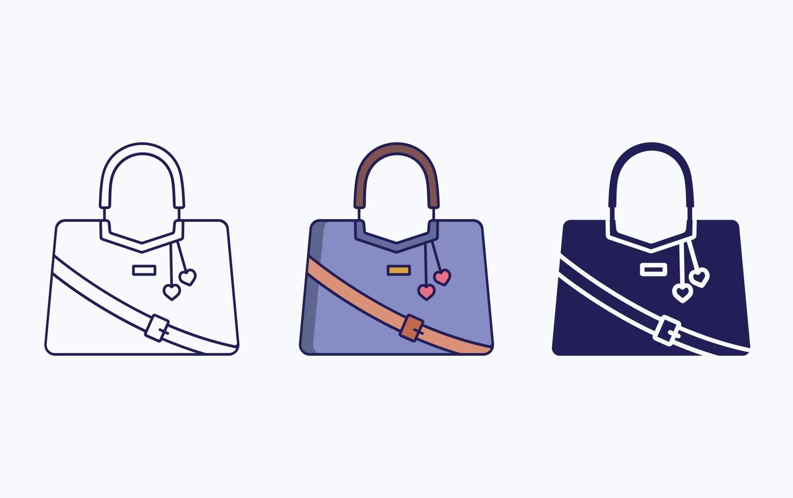 línea de bolsa de tocador e icono de glifo, ilustración de vector de bolso de mujer