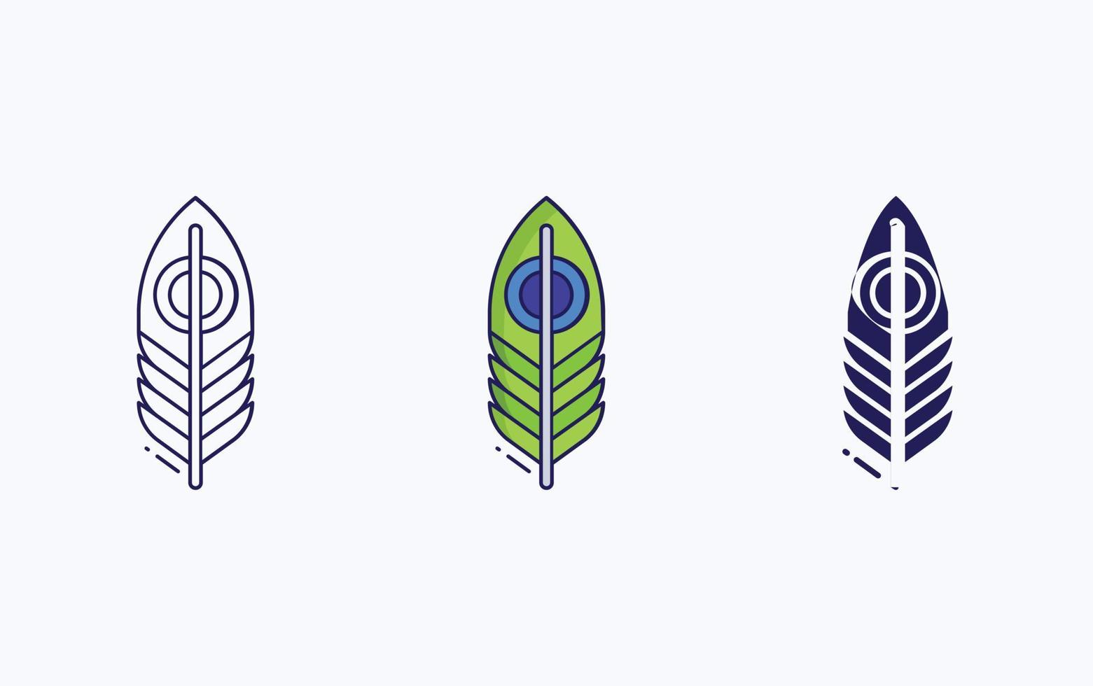 Feather line and glyph icon, vector illustration